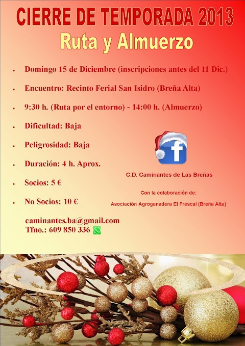 Domingo 15 de Diciembre: Almuerzo de Navidad y cierre de temporada