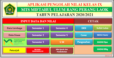 Download Aplikasi Olah Nilai Rapot MTS Madrasah