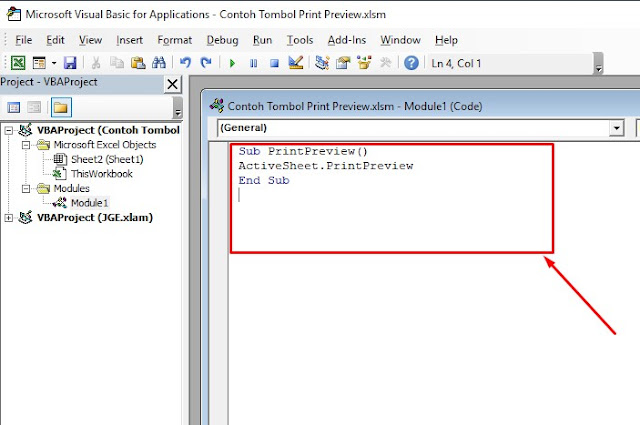 Membuat Tombol Print Preview Di Excel