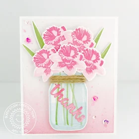 Sunny Studio Stamps: Daffodil Dreams and Vintage Jar Thank You Card by Amy Yang