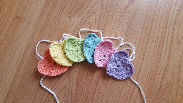 Crochet Rainbow Hearts Garland