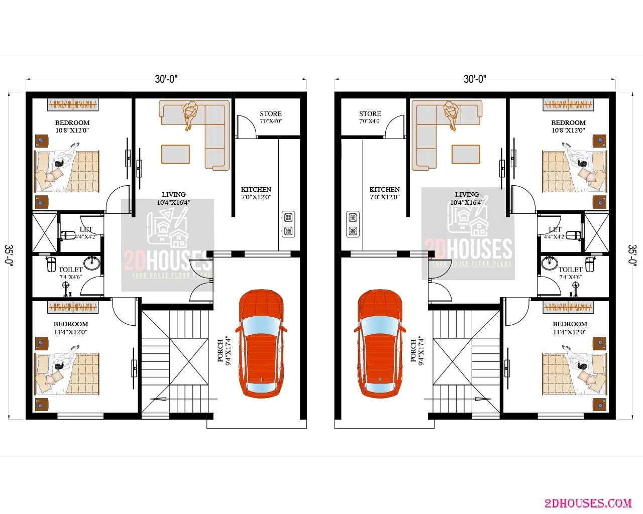 30x35 house plan east facing