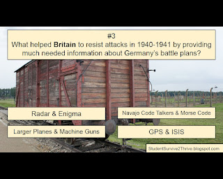 What helped Britain to resist attacks in 1940-1941 by providing much needed information about Germany’s battle plans? Answer choices include: Radar & Enigma, Navajo Code Talkers & Morse Code, Larger Planes & Machine Guns, GPS & ISIS