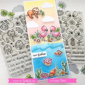 Sunny Studio Stamps: Silly Sloths Fabulous Flamingos Customer Card by Candice Fisher