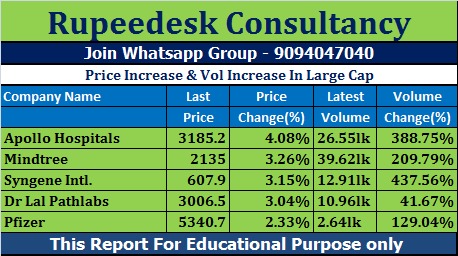 Price Increase & Vol Increase In Large Cap