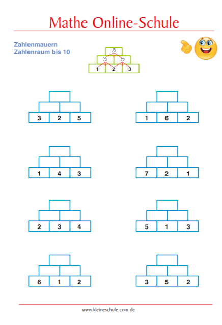 Matheaufgaben für 1. Klasse Grundschule Zahlenraum bis 20