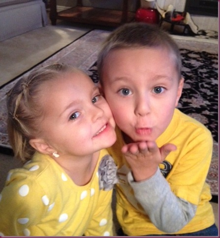 Chloe and Connor blowing kisses to Kya Chloe and Connor blowing kisses to Kya