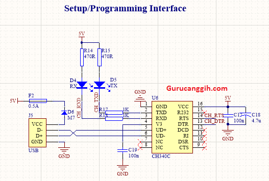 Interface USB to Serial dengan CH340C / Interface Programming IC Atmega328P-AU