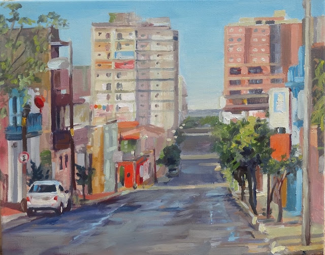 Emilio Cutillo - Calle Montevideo (Óleo sobre lienzo, 50 x 40 cm)