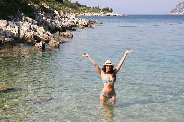 Katherine Penney Chic Blogger Summer Holiday 2015 Kefalonia Island Beautiful View Girl Body Bikini Salty Hair Sunshine Beach 