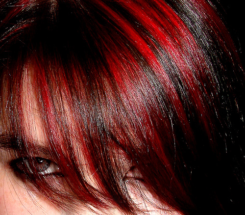 pictures of dark brown hair with red highlights. Dark Auburn with 