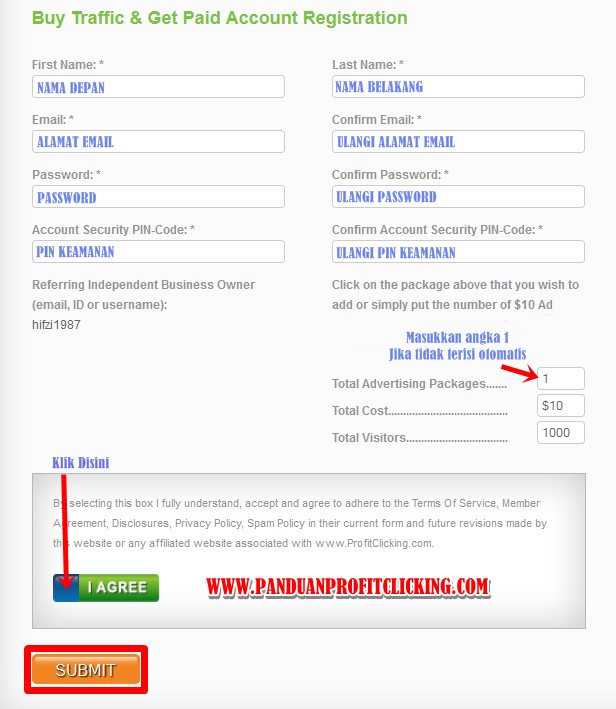 Cara Daftar Profit clicking