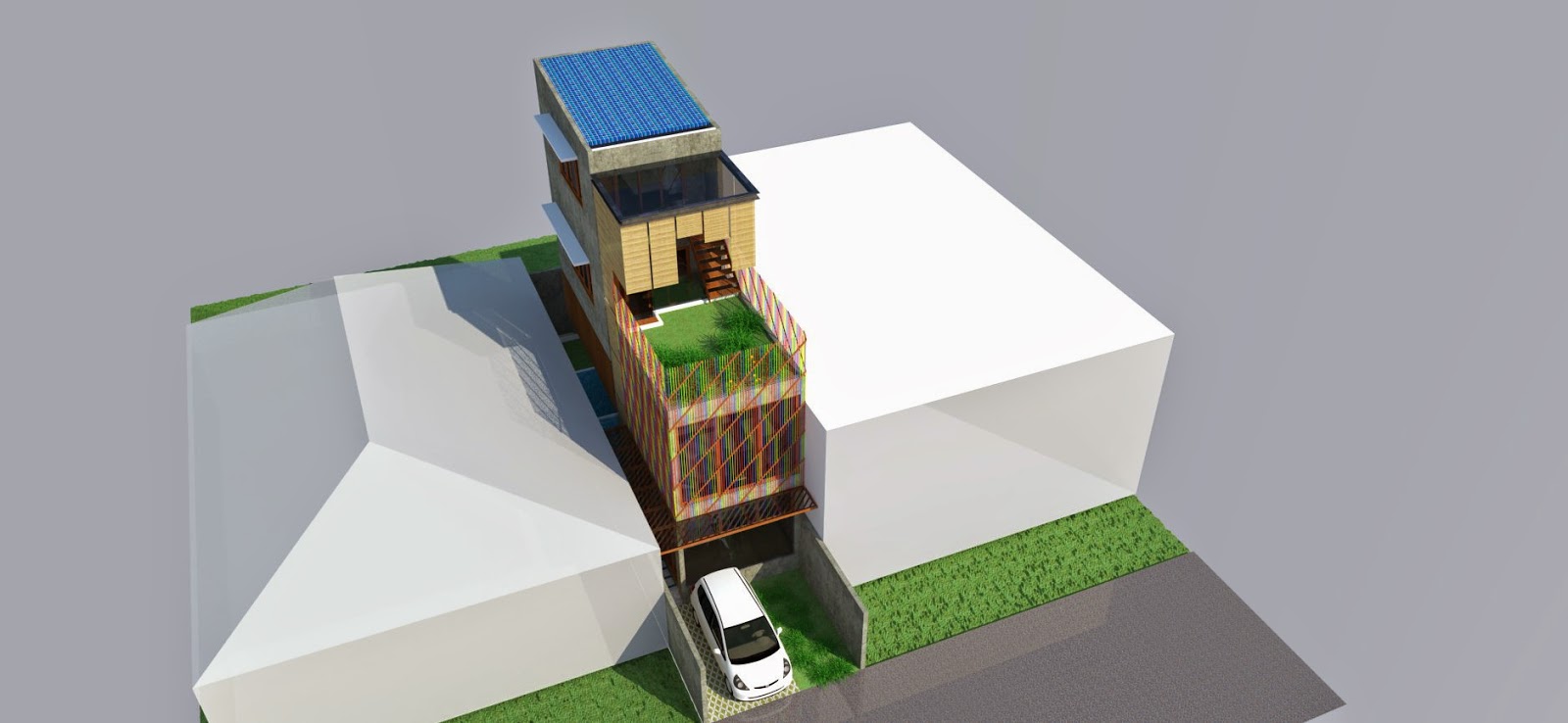 Desain Modern Rumah Depan Minimalis Dibawah Jalan