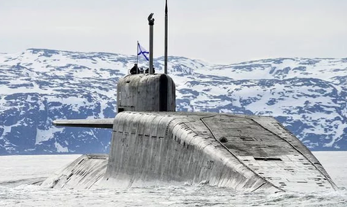 Nuclear submarine operating in Arctic waters