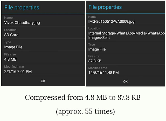 Compare both images size