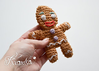 Krawka: Gingy the Gingerbread man cookie Christmas free pattern by Krawka