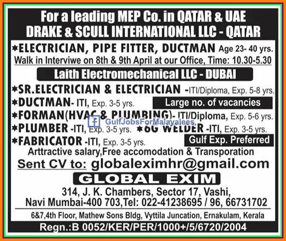 Qatar & UAE Job vacancies