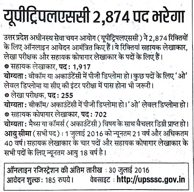 UPSSC: 2874 पदों पर निकलीं भर्तियां, आवेदन की अंतिम तिथि 30 जुलाई