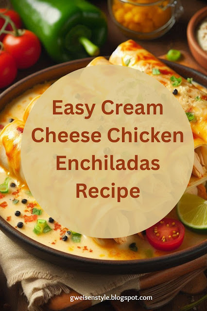 A plate of Easy Cream Cheese Chicken Enchiladas Recipe