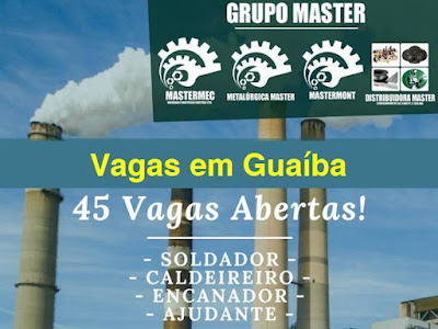 Empresa em Guaíba abre vagas para Encanador, Caldeireiro, Soldador e Ajudante