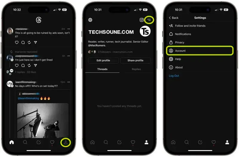 طريقة حذف حساب Threads