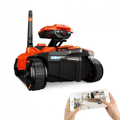 ATTOP YD-211 Wifi FPV 0.3MP HD Camera App Remote Control Spy Tank RC Toy Phone Controlled Robot ABS Long Working Time Red