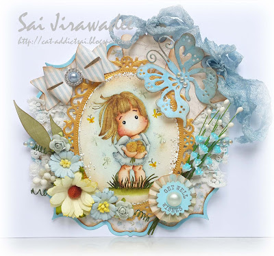 Magnolia Dandelion Tilda get well card