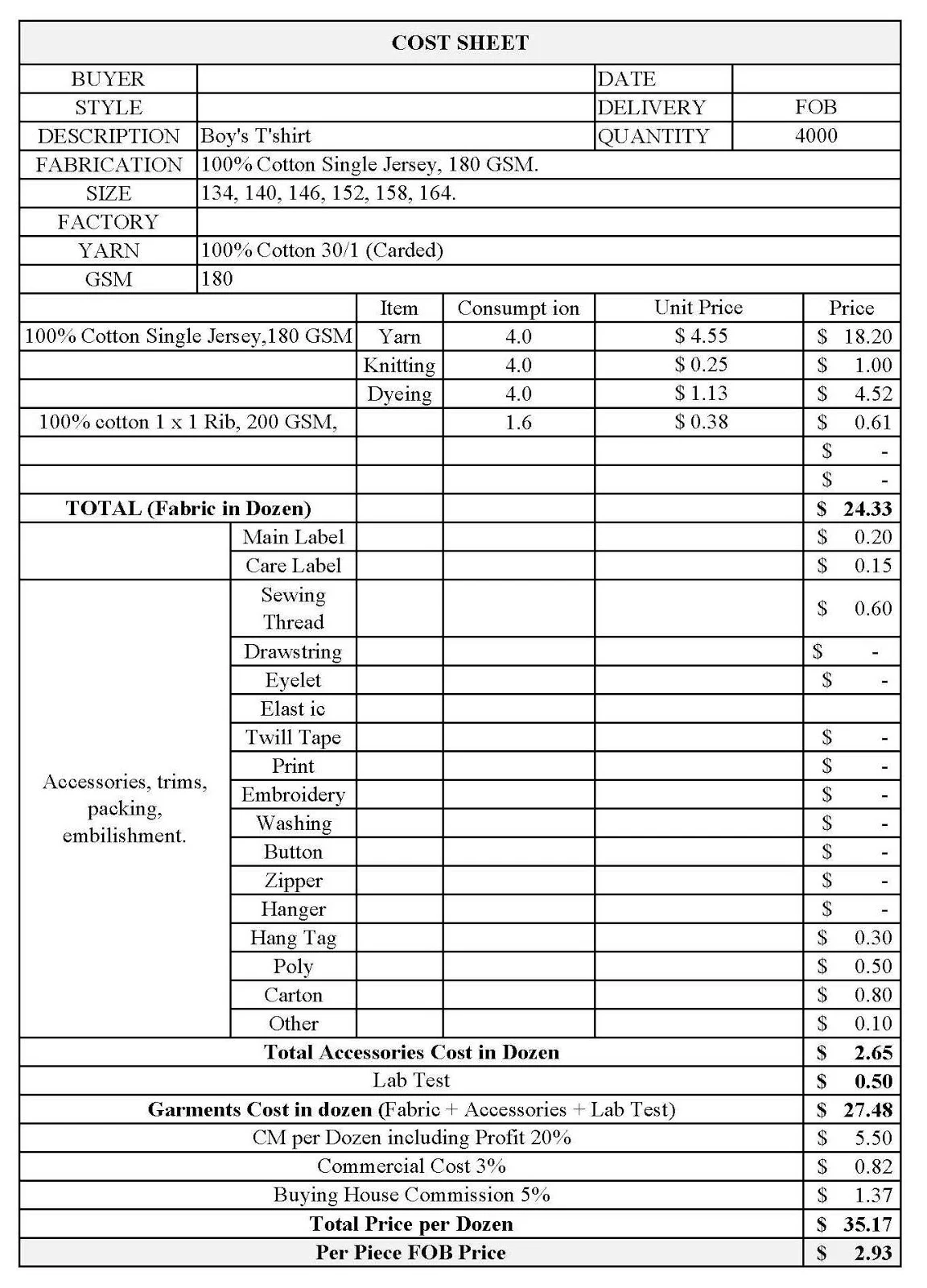 garment costing ppt garment factory cost