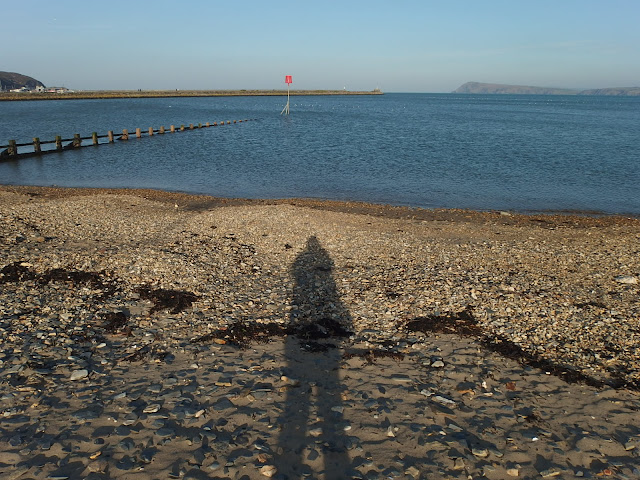 A shadowy me on Goodwick beach at Fishguard