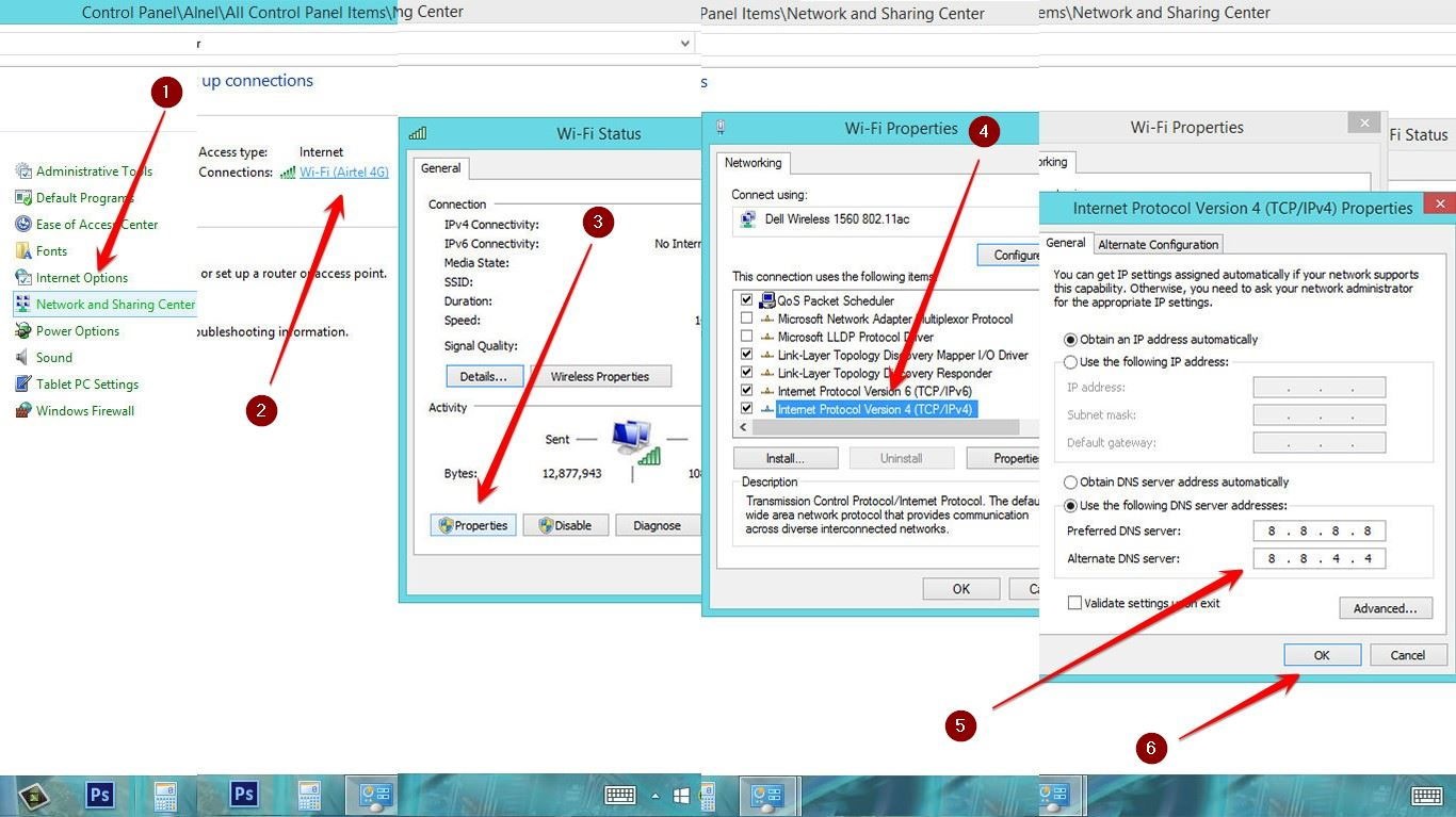 add custom dns server in windows