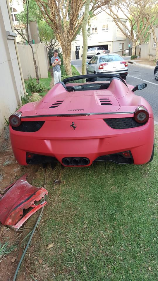 Ferrari 458 Spider Crashes Inside An Estate In Johannesburg