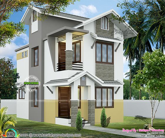 2 cent  house  in 928 sq ft Kerala home  design and floor plans 