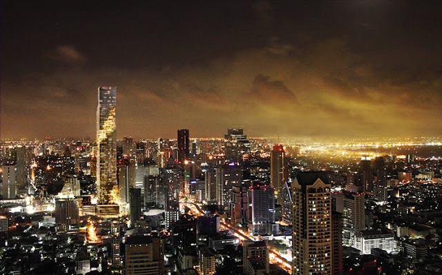 Photo of new Bangkok skyline at night with Maha Nakhon 