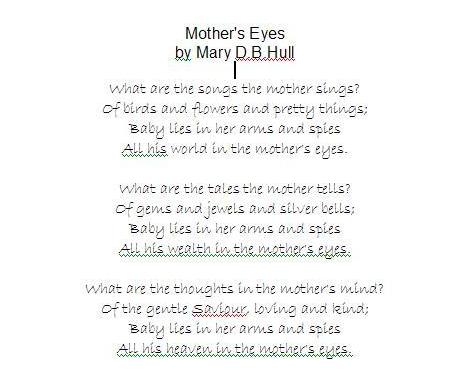 mothers day poems from daughter to mother. mother day songs for children.