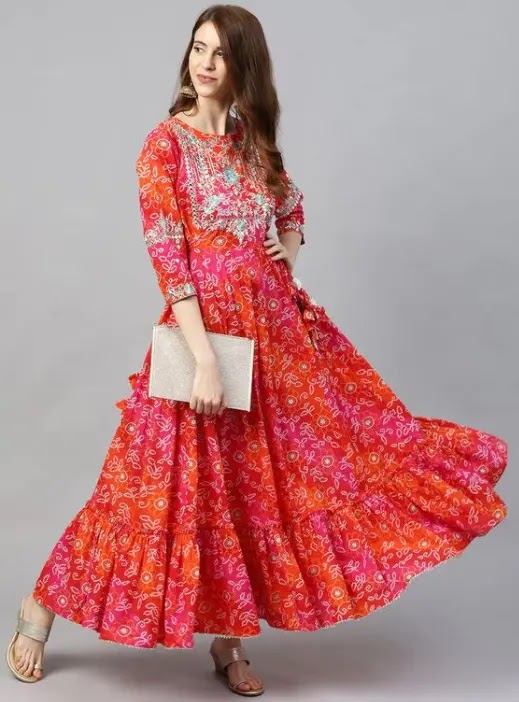 Bandhani anarkali kurti