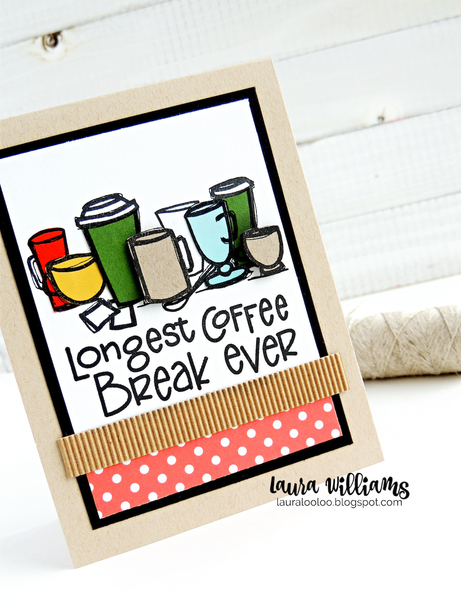 Longest Coffee Break Ever! Isn't this a cute and clever sentiment for retirement cards? These stamps from Impression Obsession are fun to stamp, color, paper-piece and more and you'll love making handmade cards with them!