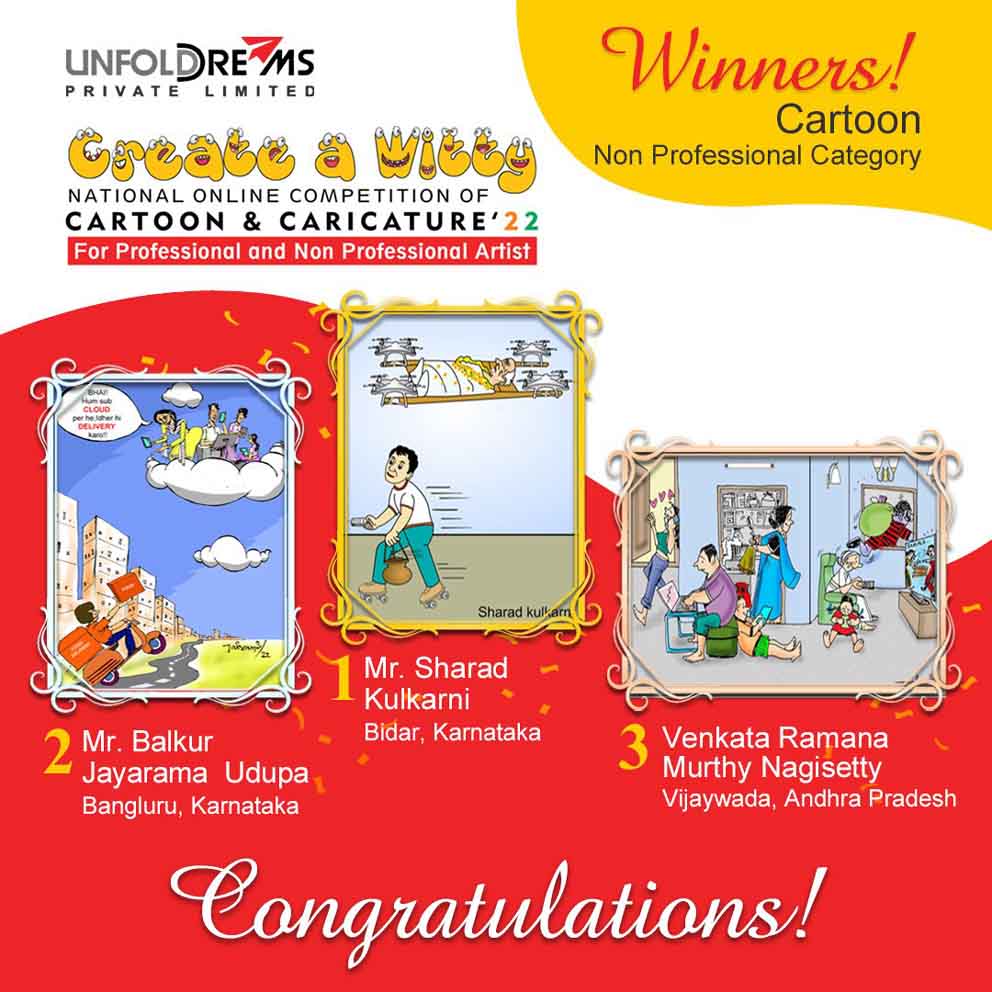 Winners of National Online Competition of Cartoon & Caricature in India