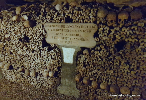 Bones deposited 1859 Catacombs Paris