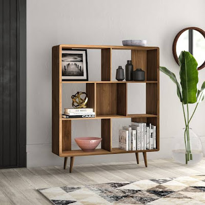 Rak buku terbuka model retro semi klasik