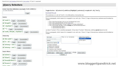 jQuery Selectors by codylindley.com