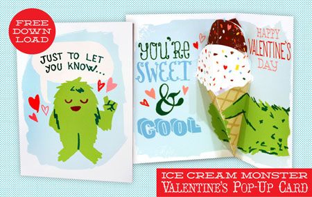 Ice Cream Monster Valentine's Pop-up Card