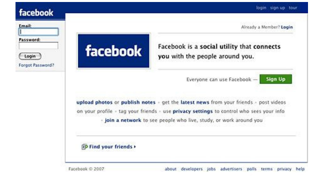 Facebook Log-in Page 2007