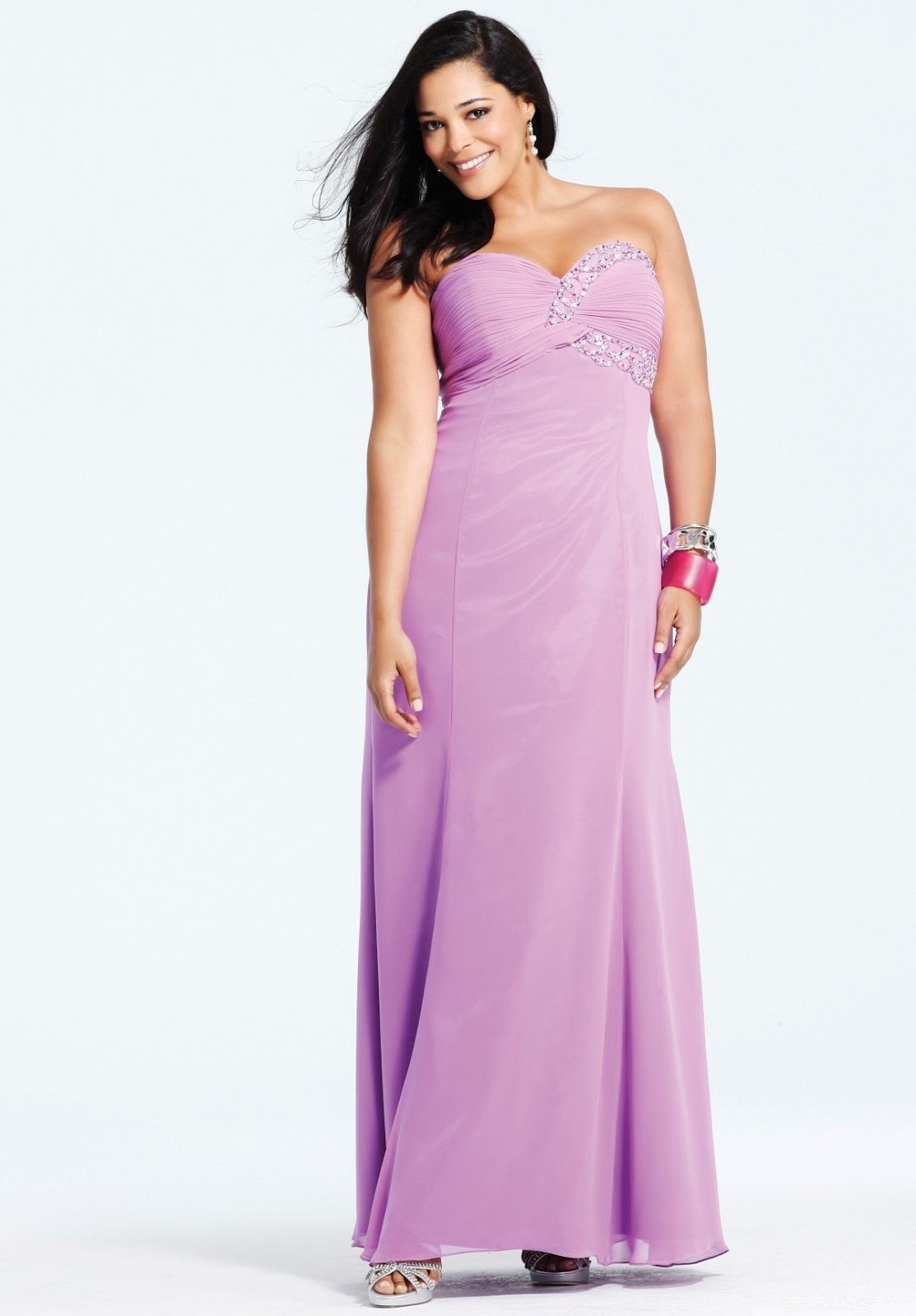 Chiffon Strapless Sweetheart A-Line Plus Size Prom Dress