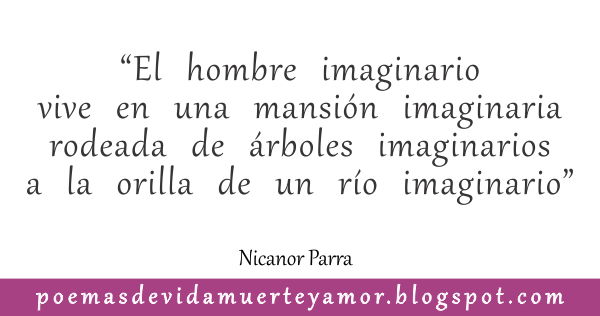 verso del Poema de amor de Nicanor Parra - El hombre imaginario