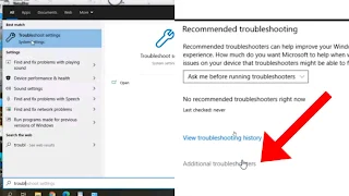 Open windows troubleshooting settings