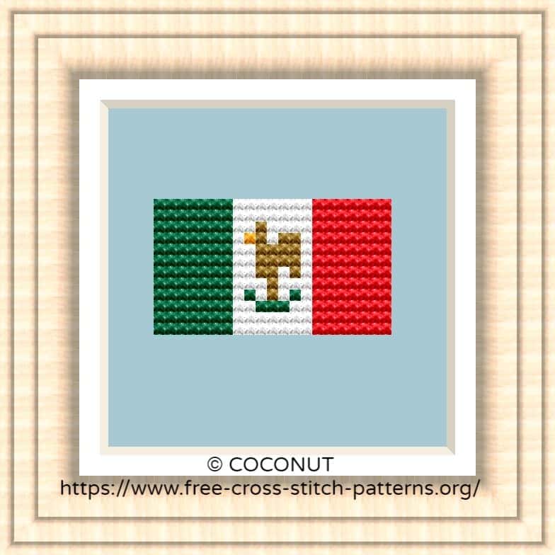 NATIONAL FLAG OF MEXICO CROSS STITCH CHART
