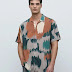 Brown Printed Short Sleeves Shirt