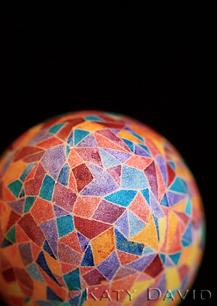 Friday Egg: Gravity Shards, Goose Egg Pysanky,  ©Katy David