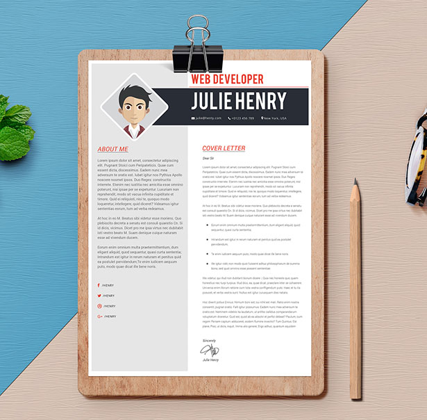 Template Resume CV 2018 - Free Professional Resume CV Template in Photoshop & Word for web developer