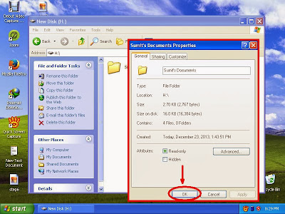 Learn how to unhide files and folders in windowsXP step13